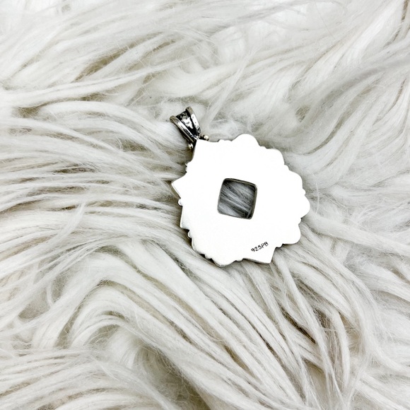 Handcrafted • Sterling + Gemstone Wreath Pendant - Picture 3 of 5
